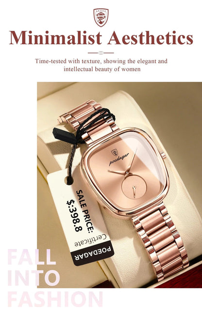 POEDAGAR Elegant Women's Quartz Watch - Waterproof Stainless Steel Timepiece for Confident Ladies - MANDOTOS