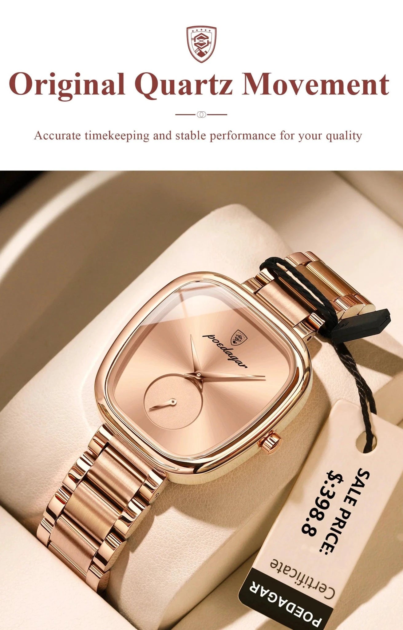 POEDAGAR Elegant Women's Quartz Watch - Waterproof Stainless Steel Timepiece for Confident Ladies - MANDOTOS