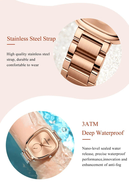 POEDAGAR Elegant Women's Quartz Watch - Waterproof Stainless Steel Timepiece for Confident Ladies - MANDOTOS