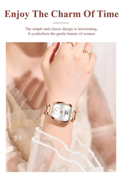 POEDAGAR Elegant Women's Quartz Watch - Waterproof Stainless Steel Timepiece for Confident Ladies - MANDOTOS