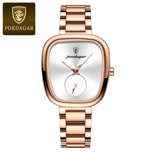 Mandotos POEDAGAR elegant women's quartz watch with waterproof stainless steel case and sleek design for confident ladies.