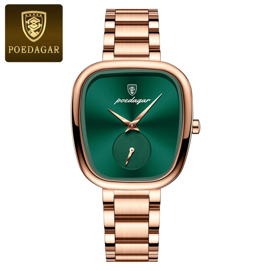 Mandotos POEDAGAR elegant women's quartz watch with waterproof stainless steel band and classic design for confident ladies.