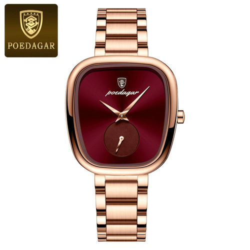 Mandotos POEDAGAR elegant women's quartz watch with waterproof stainless steel band and classic design.