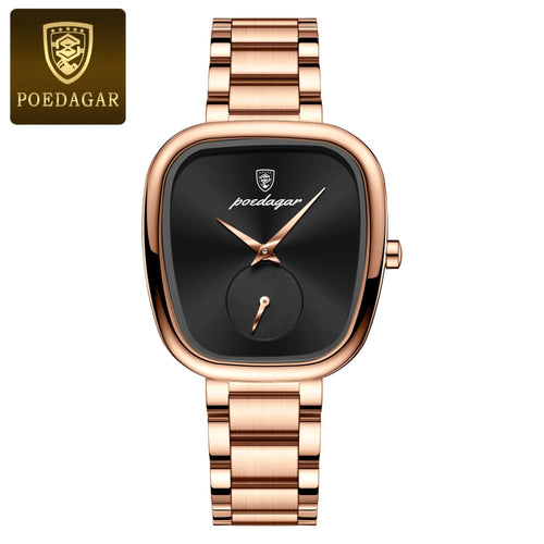 Mandotos POEDAGAR women's quartz watch with waterproof stainless steel band, elegant design for confident ladies.