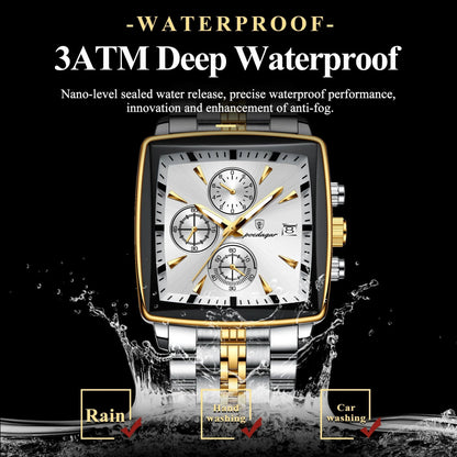 POEDAGAR Luxury Chronograph Men's Watch - Waterproof, Luminous, Stainless Steel, Sporty Design - MANDOTOS