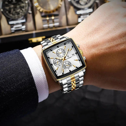 POEDAGAR Luxury Chronograph Men's Watch - Waterproof, Luminous, Stainless Steel, Sporty Design - MANDOTOS