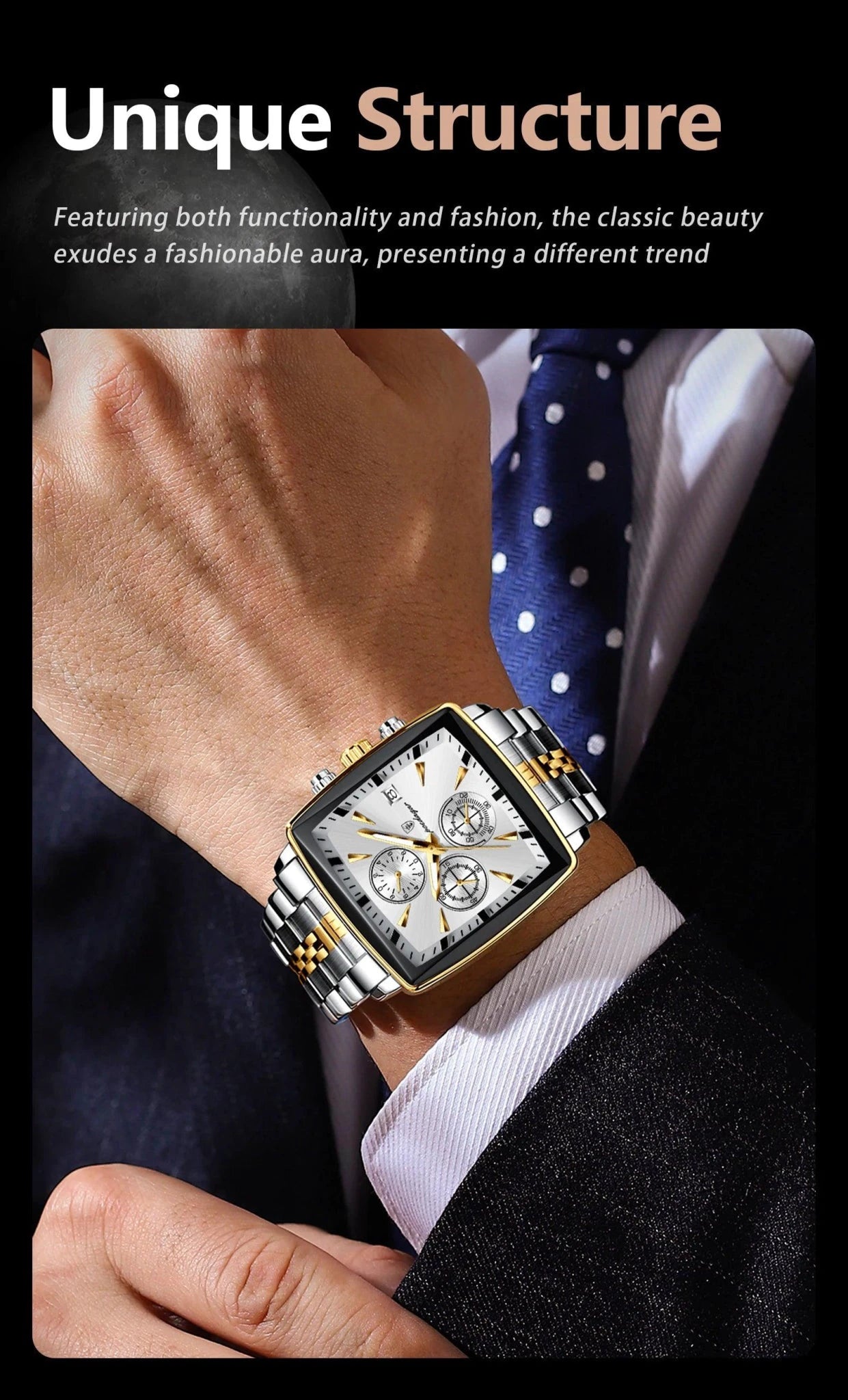 POEDAGAR Luxury Chronograph Men's Watch - Waterproof, Luminous, Stainless Steel, Sporty Design - MANDOTOS