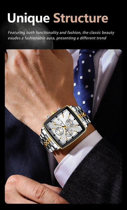 POEDAGAR Luxury Chronograph Men's Watch - Waterproof, Luminous, Stainless Steel, Sporty Design - MANDOTOS