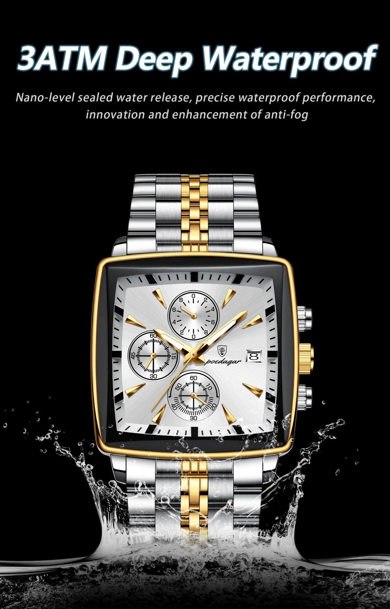 POEDAGAR Luxury Chronograph Men's Watch - Waterproof, Luminous, Stainless Steel, Sporty Design - MANDOTOS