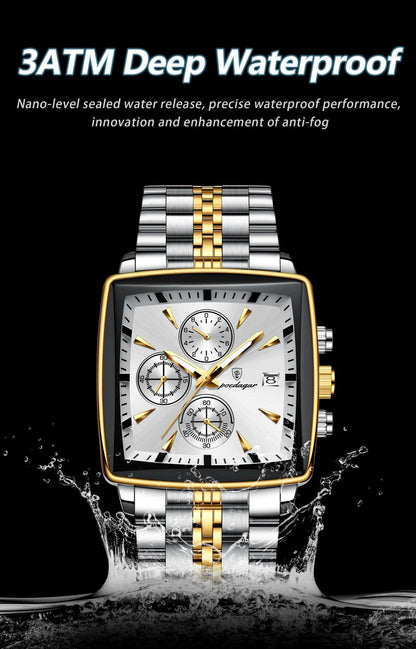 POEDAGAR Luxury Chronograph Men's Watch - Waterproof, Luminous, Stainless Steel, Sporty Design - MANDOTOS