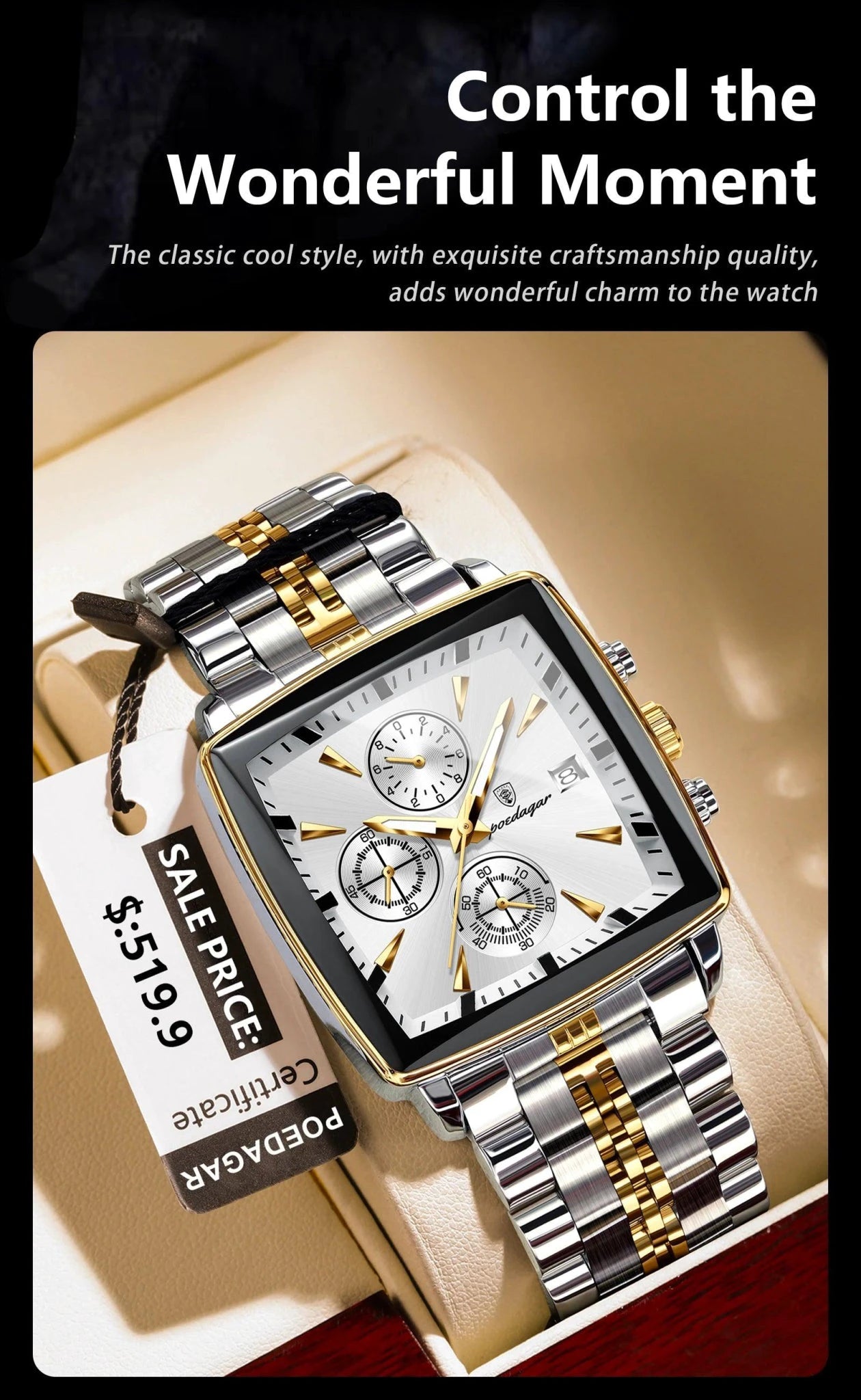 POEDAGAR Luxury Chronograph Men's Watch - Waterproof, Luminous, Stainless Steel, Sporty Design - MANDOTOS