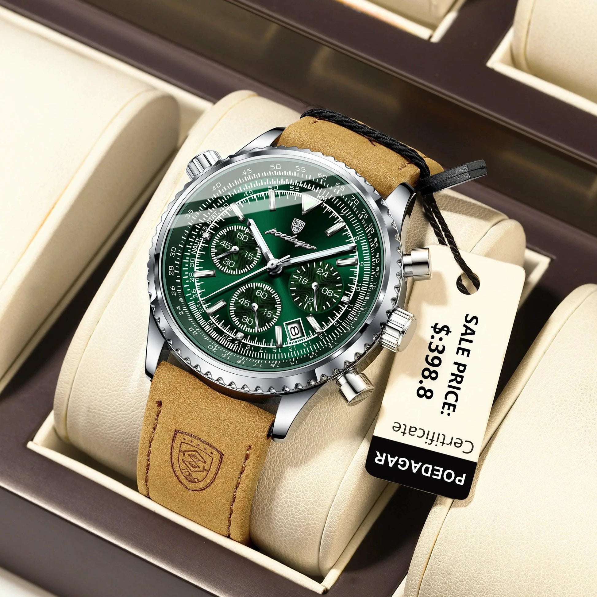 POEDAGAR Luxury Man Watch Quartz Waterproof Luminous Date Chronograph Leather Men Wristwatch Military Sports Men's Watches Reloj - MANDOTOS