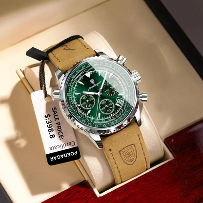 POEDAGAR Luxury Man Watch Quartz Waterproof Luminous Date Chronograph Leather Men Wristwatch Military Sports Men's Watches Reloj - MANDOTOS