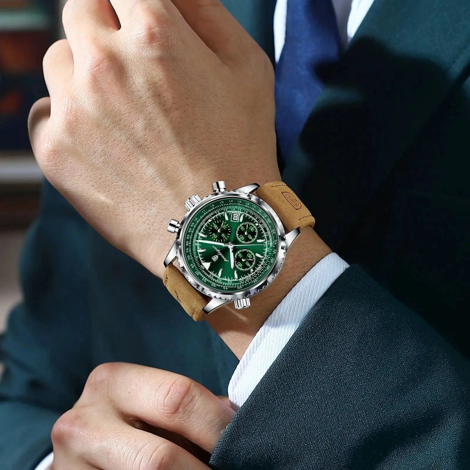 POEDAGAR Luxury Man Watch Quartz Waterproof Luminous Date Chronograph Leather Men Wristwatch Military Sports Men's Watches Reloj - MANDOTOS