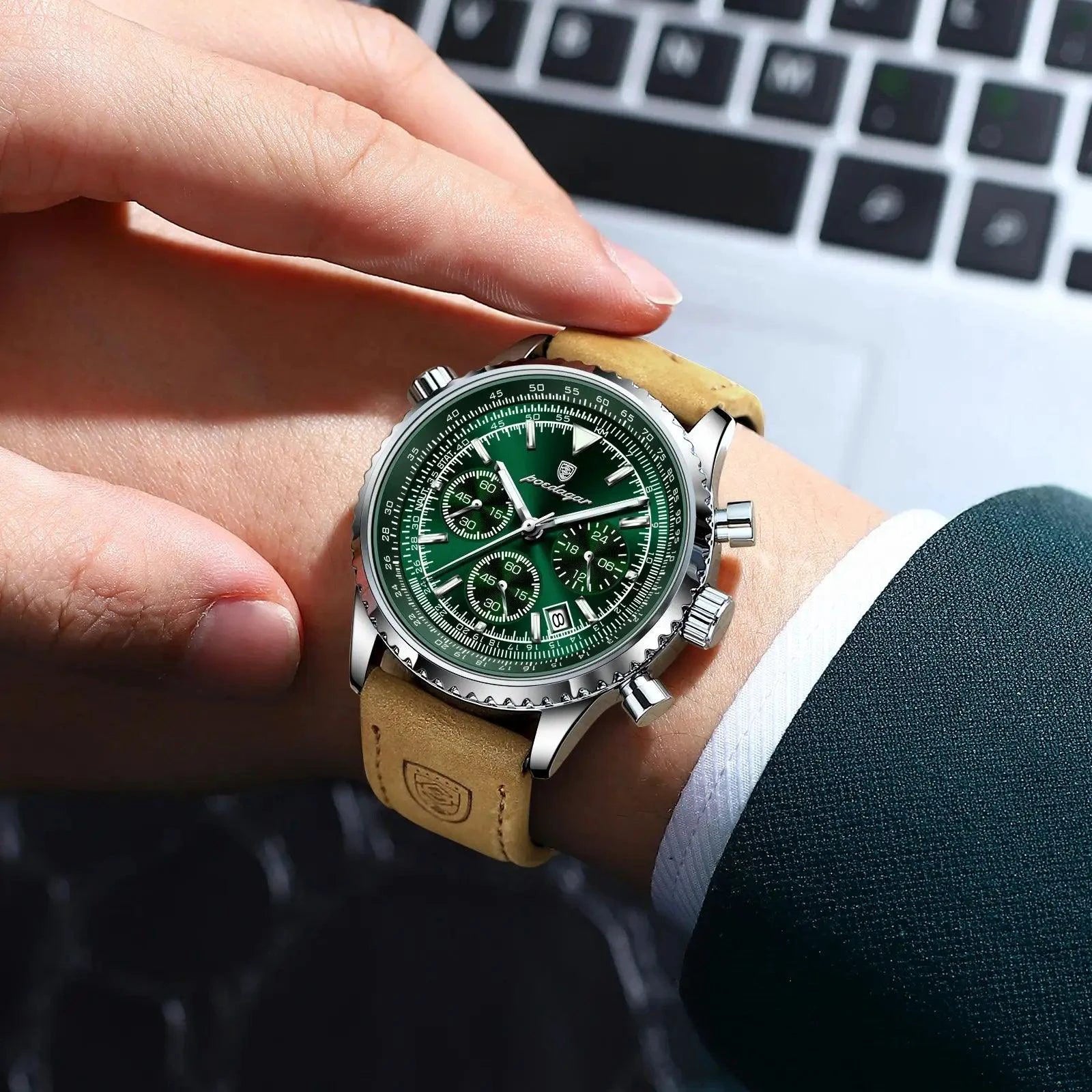 POEDAGAR Luxury Man Watch Quartz Waterproof Luminous Date Chronograph Leather Men Wristwatch Military Sports Men's Watches Reloj - MANDOTOS