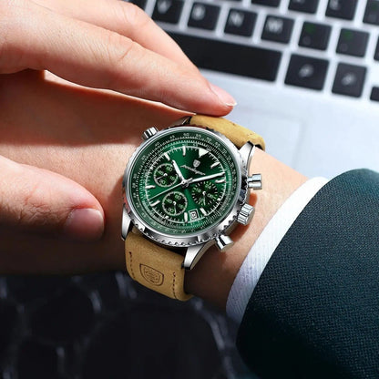 POEDAGAR Luxury Man Watch Quartz Waterproof Luminous Date Chronograph Leather Men Wristwatch Military Sports Men's Watches Reloj - MANDOTOS
