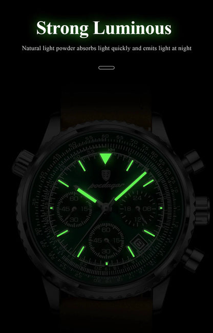 POEDAGAR Luxury Man Watch Quartz Waterproof Luminous Date Chronograph Leather Men Wristwatch Military Sports Men's Watches Reloj - MANDOTOS