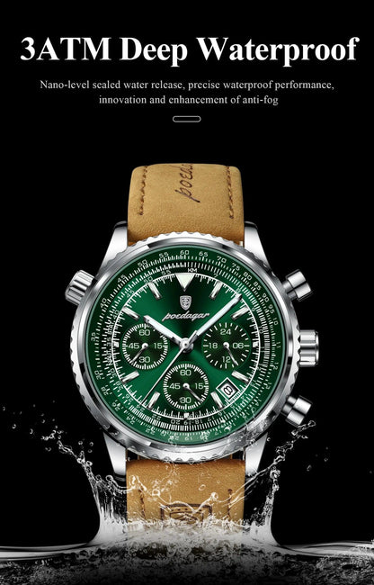 POEDAGAR Luxury Man Watch Quartz Waterproof Luminous Date Chronograph Leather Men Wristwatch Military Sports Men's Watches Reloj - MANDOTOS