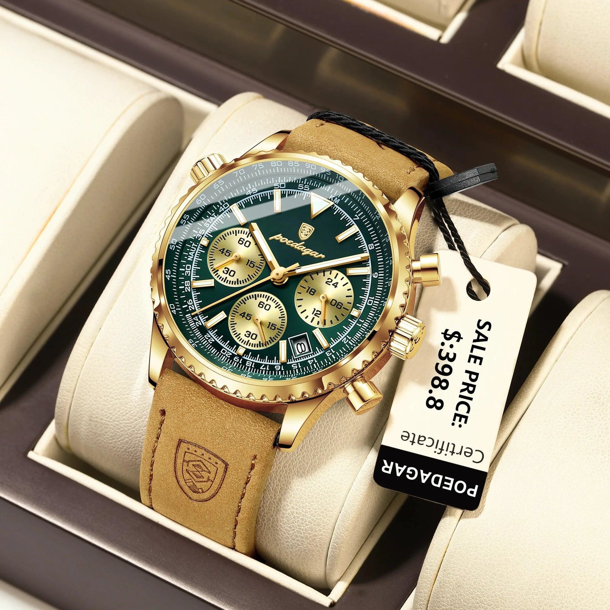 POEDAGAR Luxury Man Watch Quartz Waterproof Luminous Date Chronograph Leather Men Wristwatch Military Sports Men's Watches Reloj - MANDOTOS