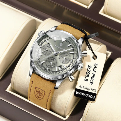 POEDAGAR Luxury Man Watch Quartz Waterproof Luminous Date Chronograph Leather Men Wristwatch Military Sports Men's Watches Reloj - MANDOTOS