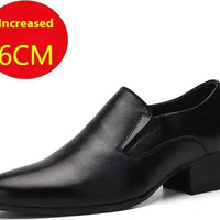 Mandotos pointed leather men's elevator shoes made of genuine leather, featuring a sleek design and comfortable fit.