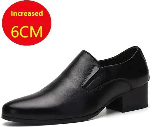 Pointed Leather Shoes Genuine Leather Men's Elevator Shoes - MANDOTOS
