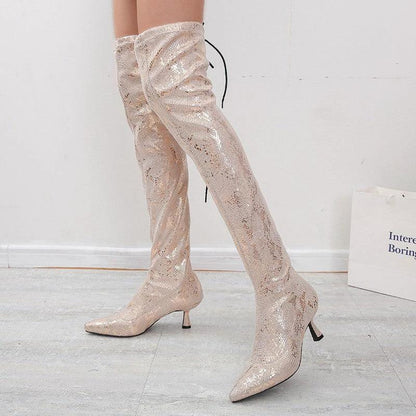 Pointed Over The Knee High Top Fashion Boots - MANDOTOS