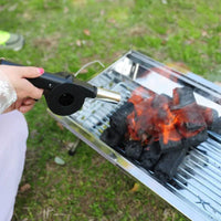 Mandotos portable BBQ blower with ergonomic handle and adjustable airflow for easy outdoor grilling.