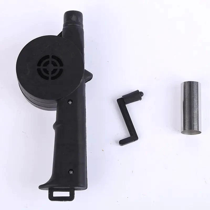 Mandotos portable BBQ blower with adjustable airflow for easy grilling and charcoal ignition.