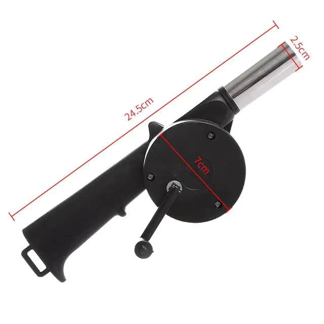 Mandotos portable BBQ blower with ergonomic handle for easy outdoor grilling and charcoal ignition.