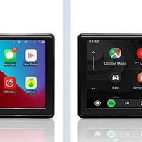 Mandotos portable IPS car smart screen displaying wireless projection, CarPlay, and Android Auto interface in a vehicle.