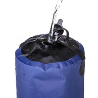 Mandotos portable outdoor shower kit with showerhead, hose, and pump for camping, beach, or outdoor use.