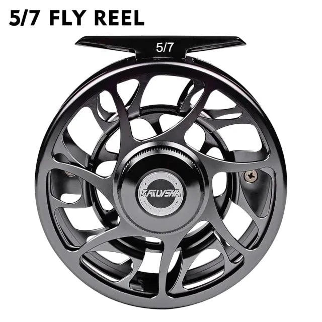 Mandotos Precision Fly Caster Reel with metal handle and spool, designed for smooth fly fishing casting.
