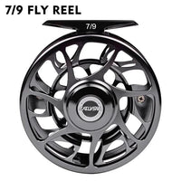 Mandotos Precision Fly Caster Reel showing a sleek metal reel with handle and spool for freshwater fly fishing.