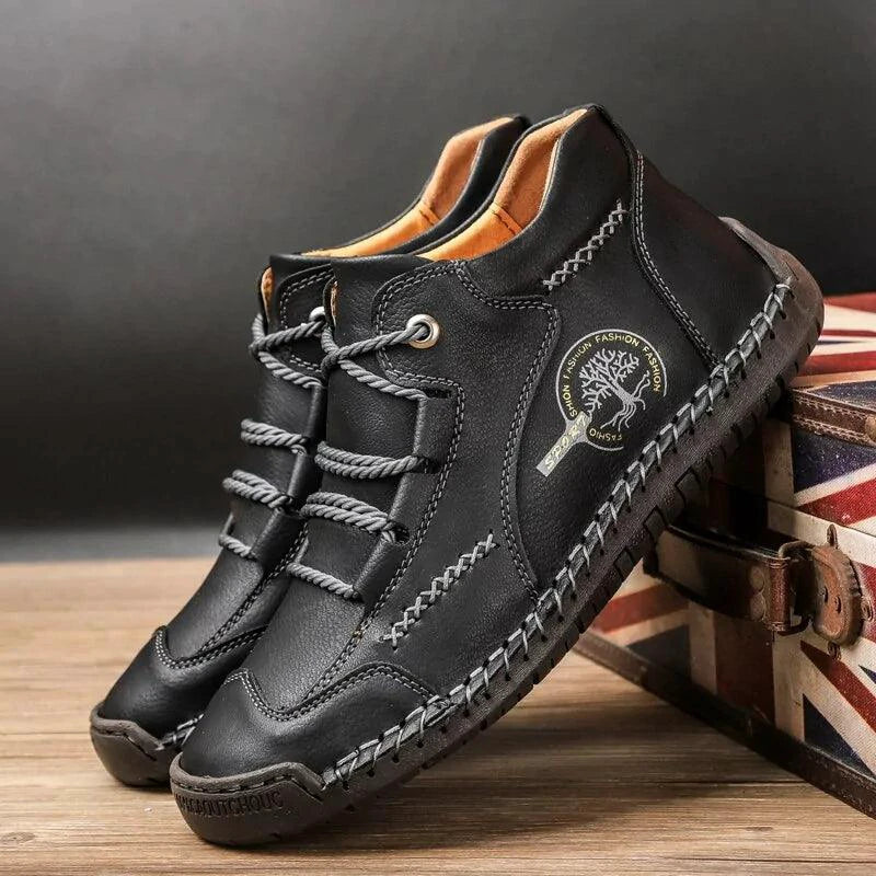Mandotos premium microfiber leather boots featuring sleek design and durable construction, perfect for stylish and comfortable wear.