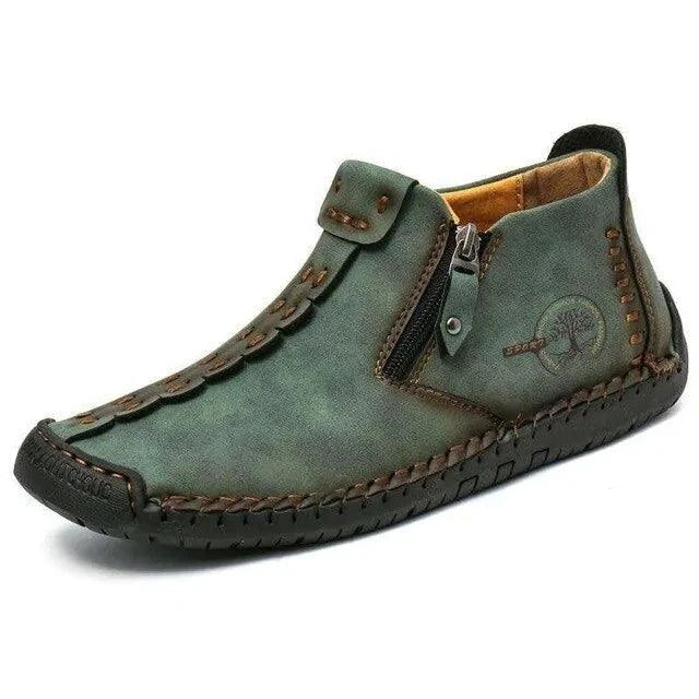 Mandotos premium microfiber leather boots with sleek design and polished finish, showcasing stylish footwear for men.