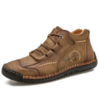 Mandotos premium microfiber leather boots featuring sleek design, sturdy sole, and stylish ankle height.