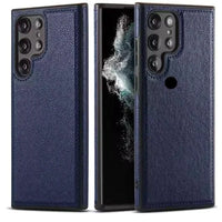 Mandotos PU leather phone case in black, featuring a slim design and precise cutouts for easy access to buttons and ports.