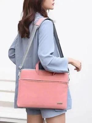 PU Leather Women Laptop Bag Notebook Carrying Case Briefcase For Macbook Air 13.3 14 15.6 Inch Men Handbags Shoulder Mouse Bag - MANDOTOS