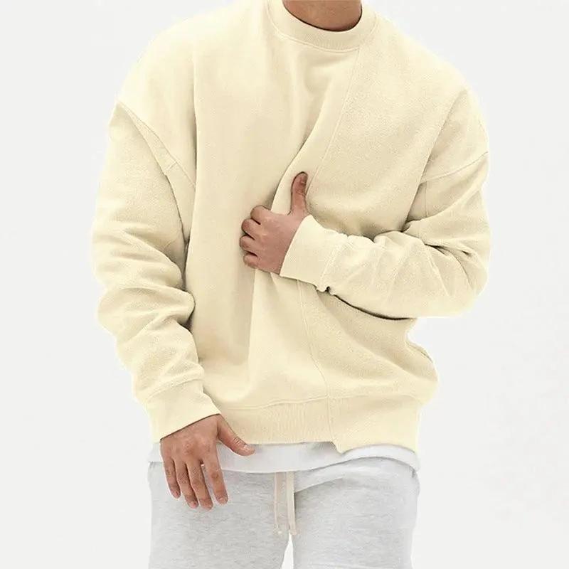Loose men's pullover round neck sweater by MANDOTOS, showcasing a comfortable fit and casual style in a neutral color.