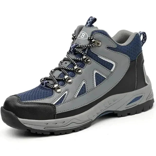 Mandotos puncture-proof work shoes with reinforced toe and slip-resistant sole, designed for safety and durability in industrial settings.