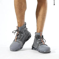 Mandotos puncture-proof work shoes with steel toe caps and slip-resistant soles, designed for safety and durability in industrial environments.