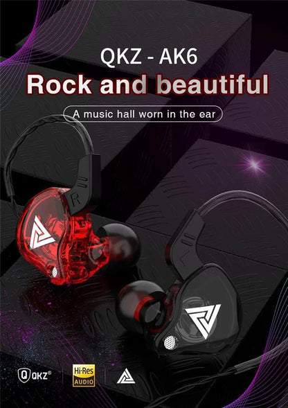 QKZ AK6 HiFi Wired Earphones - Copper Driver with Microphone - MANDOTOS