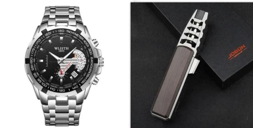 Mandotos men's quartz waterproof sports watch with a sleek wristwatch design, suitable for active and everyday wear.