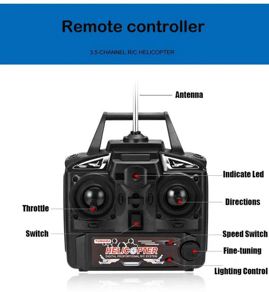 RC Helicopter 80cm - 3.5CH Remote Control Aircraft for Kids - MANDOTOS