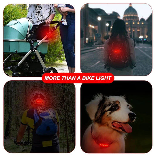 Mandotos rear bike tail light, USB rechargeable, ultra-bright red LED taillight, easy to install for cycling safety.