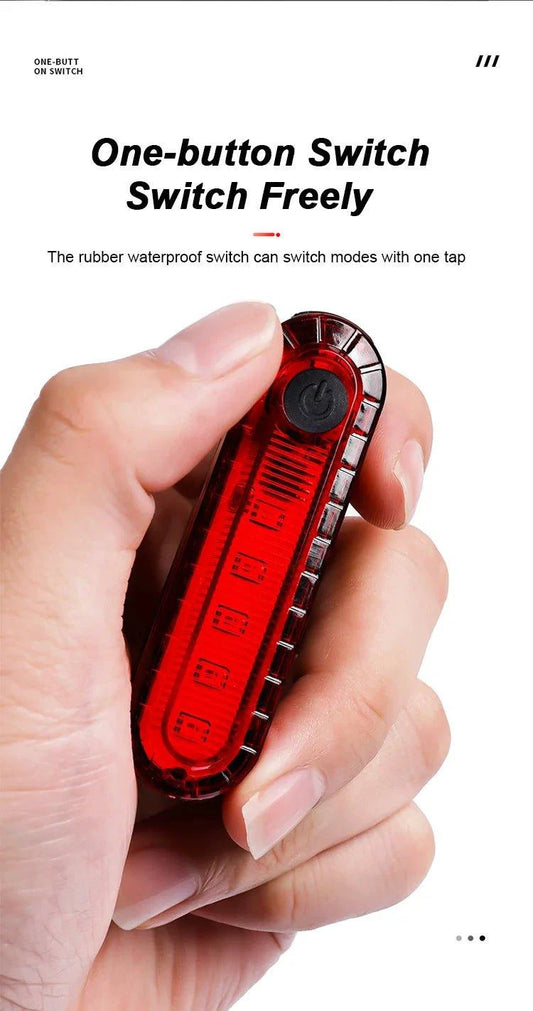 Mandotos rear bike tail light, USB rechargeable, red ultra-bright LED taillight, easy to install for cycling safety.