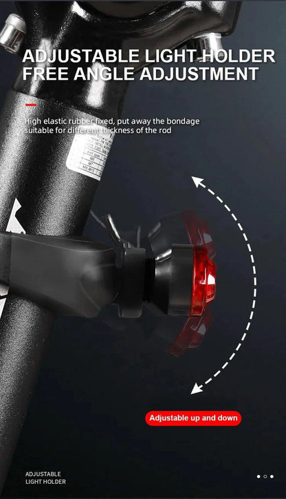 Rear Bike Tail Light USB Rechargeable Red Ultra Bright Taillights Fit On Bicycle Easy to Install for Cycling Safety - MANDOTOS