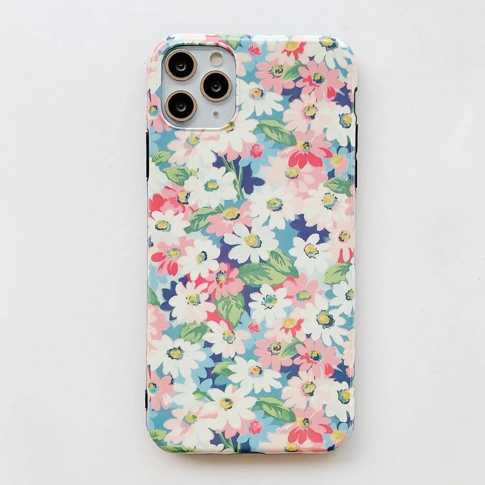 Mandotos Retro Daisy Phone Case with colorful daisy floral design for iPhone or smartphone protection.
