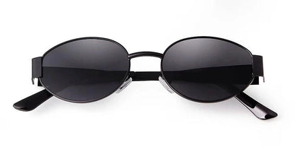 Retro Metal Frame Pilot Oval Sunglasses Women Men Brand Designer Vintage Round Sun Glasses Luxury 90s Green Lens Shades Male UV - MANDOTOS